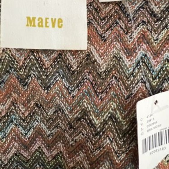 Anthropologie Maeve Westwater Knit Dress Size XS Brown Chevron Motif Lined New - Picture 9 of 9
